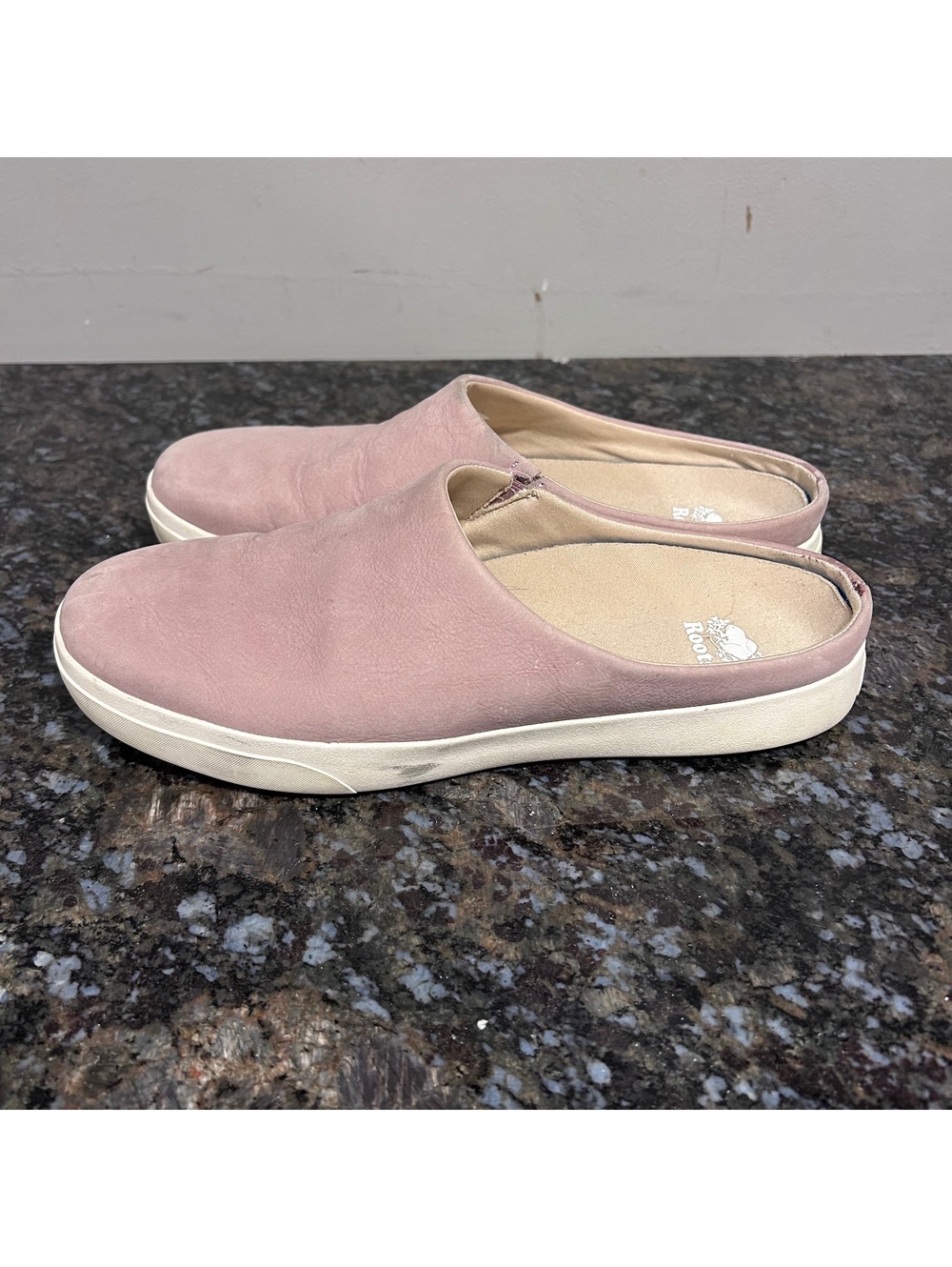 Roots Slip On Suede Mule Shoes Mauve Womens 8 Sneakers Pink